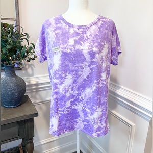 NWT Earth Yoga Purple Tie Dye Organic Cotton Short Sleeved Yoga Top Size L